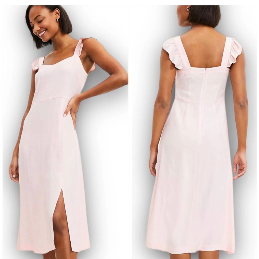 POLKA DOT pink and white midi dress